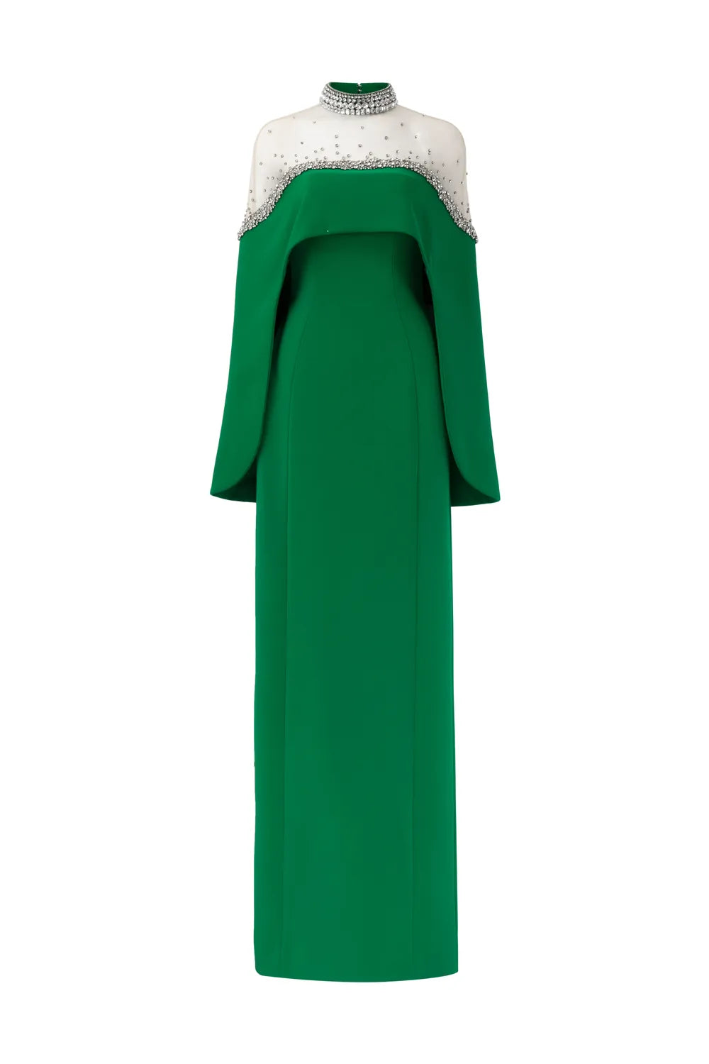 Strapless Straight Dress With See-Through Shoulder Cape Set